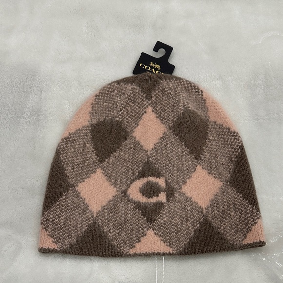 Coach Accessories - Coach Plaid Beanie in Pink and Brown